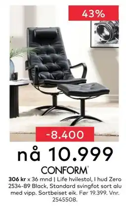 Skeidar Life hvilestol, NOK 10999 tilbud