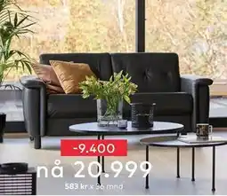 Skeidar Stressless Flora 2-seter i Batick Black, NOK 20999 tilbud