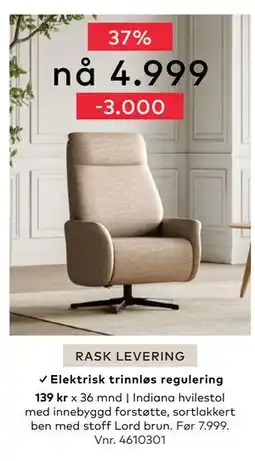 Skeidar Indiana hvilestol, NOK 4999 tilbud