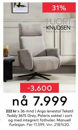 Skeidar Argo lenestol, NOK 7999 tilbud