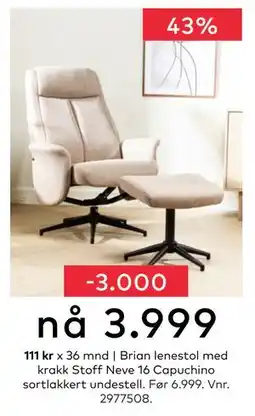 Skeidar Brian lenestol med krakk, NOK 3999 tilbud