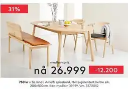 Skeidar Amalfi spisebord, NOK 26999 tilbud
