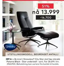 Skeidar Stressless City Star stol høy mkrakk, NOK 13999 tilbud