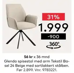 Skeidar Glenda spisestol, NOK 1999 tilbud