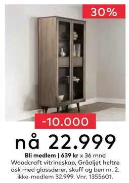 Skeidar Woodcraft vitrineskap, NOK 32999, Medlemspris tilbud