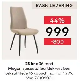 Skeidar Mogan spisestol, NOK 999 tilbud