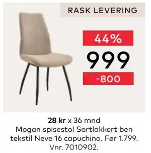 Skeidar Mogan spisestol, NOK 999 tilbud