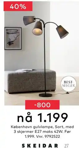 Skeidar København gulvlampe, NOK 1199 tilbud