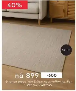 Skeidar Stranda teppe, NOK 899 tilbud