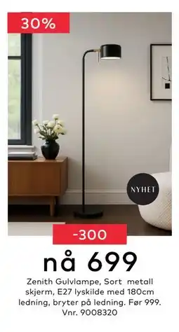 Skeidar Zenith Gulvlampe, NOK 699 tilbud