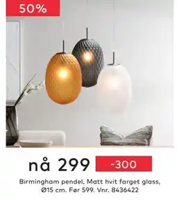 Skeidar Birmingham pendel, NOK 299 tilbud