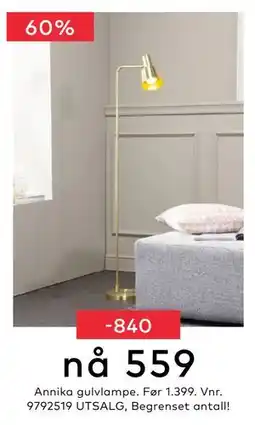 Skeidar Annika gulvlampe, NOK 559 tilbud