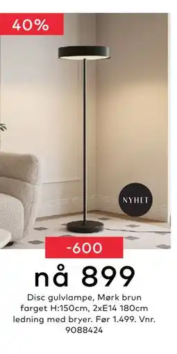 Skeidar Disc gulvlampe, NOK 899 tilbud