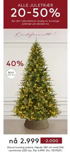 Skeidar Dovre kunstig juletre, NOK 2999 tilbud