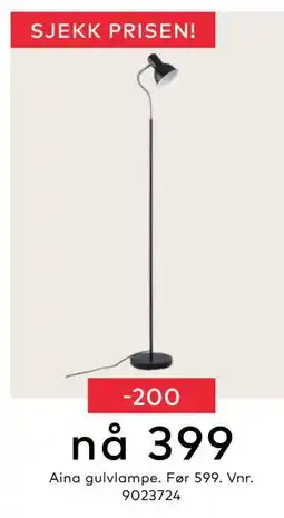 Skeidar Aina gulvlampe, NOK 399 tilbud