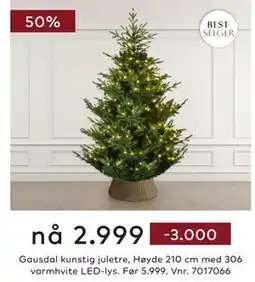 Skeidar Gausdal kunstig juletre, NOK 2999 tilbud