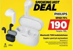 POWER Bluetooth TWS hodetelefoner, NOK 190 tilbud
