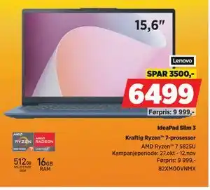 POWER IdeaPad Slim 3, NOK 6499 tilbud