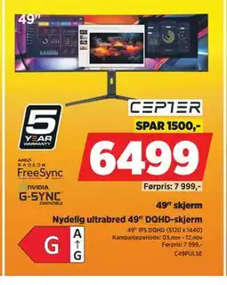 POWER 49 skjerm, NOK 6499 tilbud