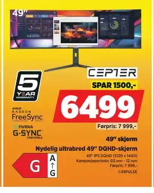 POWER 49 skjerm, NOK 6499 tilbud