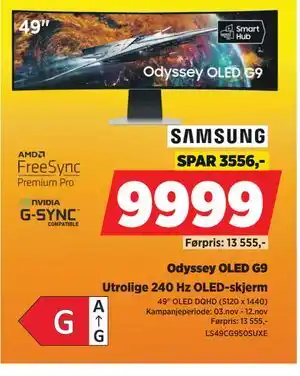 POWER Odyssey OLED G9, NOK 9999 tilbud