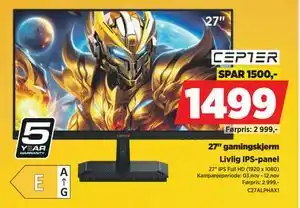 POWER 27 gamingskjerm, NOK 1499 tilbud