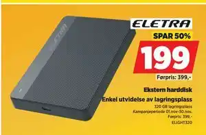 POWER Ekstern harddisk, NOK 199 tilbud