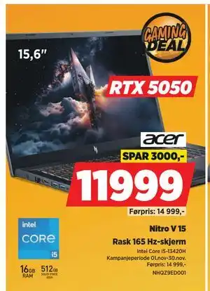 POWER Nitro V 15, NOK 11999 tilbud
