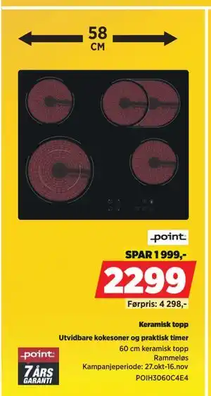 POWER Keramisk topp, NOK 2299 tilbud