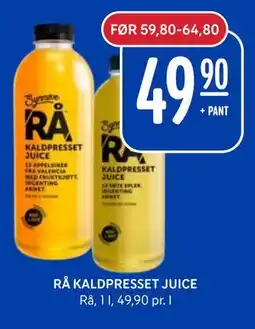 Rema 1000 RÅ KALDPRESSET JUICE, NOK 49.9 tilbud