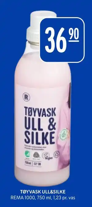 Rema 1000 TØYVASK ULL&SILKE, NOK 36.9 tilbud
