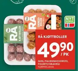 Jacobs RÅ KJØTTBOLLER, NOK 49.9 tilbud
