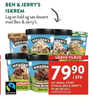 Jacobs BEN & JERRY’S ISKREM, NOK 79.9 tilbud