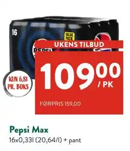 Jacobs Pepsi Max, NOK 109 tilbud