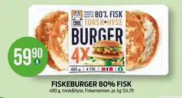 Kiwi FISKERMANNEN Fiskeburger 80% fisk tilbud