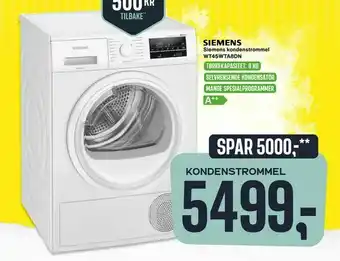 Skousen Siemens kondenstrommel WT45WTA8DN tilbud