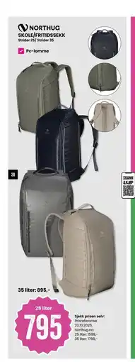 Sport Outlet SKOLE/FRITIDSSEKK, NOK 795 tilbud