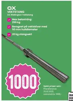 Sport Outlet VEKTSTANG, NOK 1000 tilbud