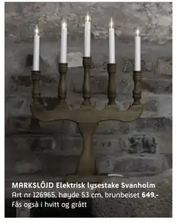 ELON MARKSLÖJD Elektrisk lysestake Svanholm, NOK 649 tilbud