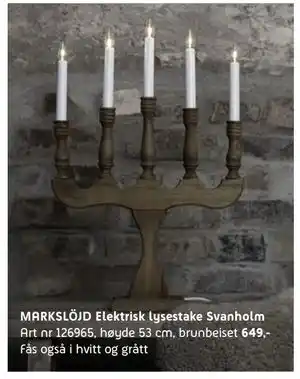 ELON MARKSLÖJD Elektrisk lysestake Svanholm, NOK 649 tilbud