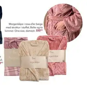 Morgenkåpe i rosa eller beige med struktur i stoffet, NOK 199.9