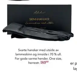 Apotek 1 Svarte hansker med utside av lammeskinn og innside i 70 % ull, NOK 189.9 tilbud