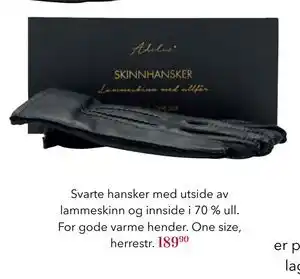 Apotek 1 Svarte hansker med utside av lammeskinn og innside i 70 % ull, NOK 189.9 tilbud