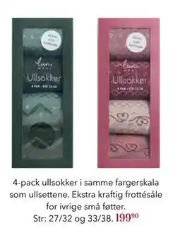 Apotek 1 4-pack ullsokker I samme fargerskala som ullsettene, NOK 199.9 tilbud