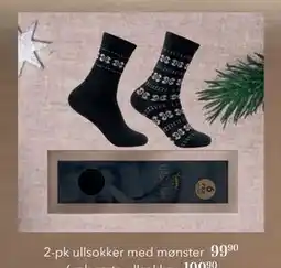 Apotek 1 2-pk ullsokker med mønster, NOK 99.9 tilbud