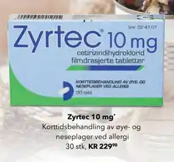 Apotek 1 Zyrtec 10 mg, NOK 229.9 tilbud