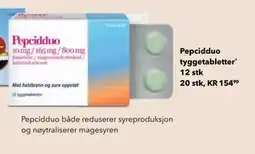 Apotek 1 Pepcidduo både reduserer syreproduksjon og nøytraliserer magesyren, NOK 154.9 tilbud