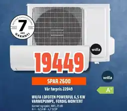 Obs Bygg Wilfa lofoten powerful 6,5 kw varmepumpe, ferdig montert tilbud