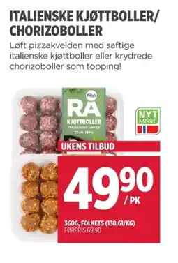 Meny Italienske kjøttboller/ chorizoboller tilbud