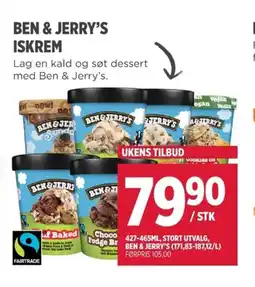 Meny BEN & JERRY'S Iskrem tilbud